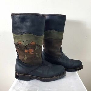 Anfibio Waterproof Leather Plush Lined Boho Casual Winter Boots Size EU 38US 8.5